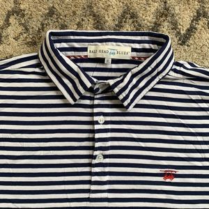 Bald Head Blues Ace Polo Navy White Striped Short Sleeve XL